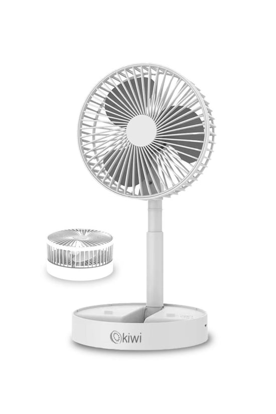 Kiwi Kfan-7608 Şarjlı Beyaz  Katlanılabilir Mini Fan Masa Üstü Vantilatörü Usb Soğutucu Sessiz El Fanı