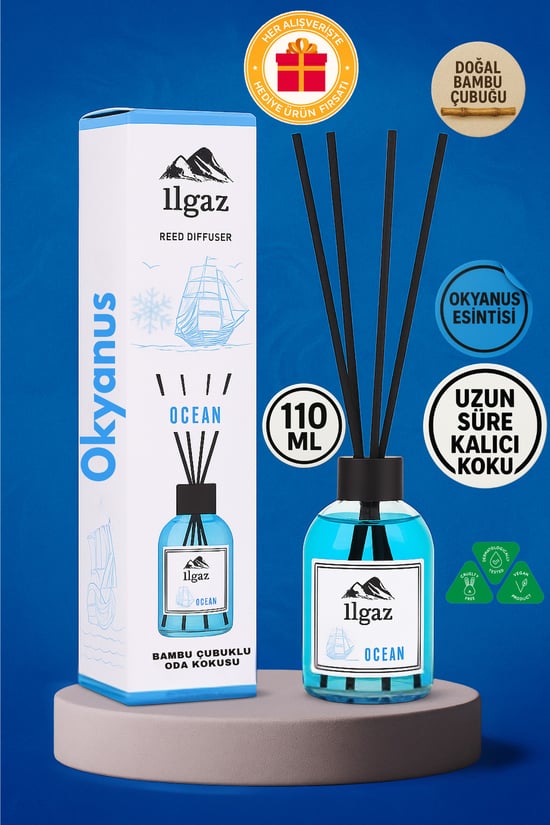 Ilgaz Okyanus Esintisi Bambu Çubuklu Oda Kokusu 110 ml | Red Diffuser Ocean Ortam Kokusu