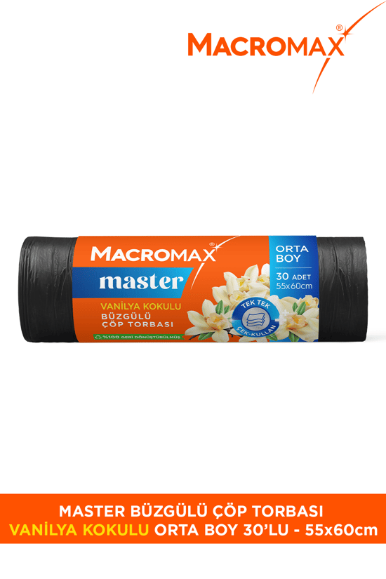 Macromax Master Büzgülü Vanilya Kokulu Çöp Torbası Orta Boy 30'Lu