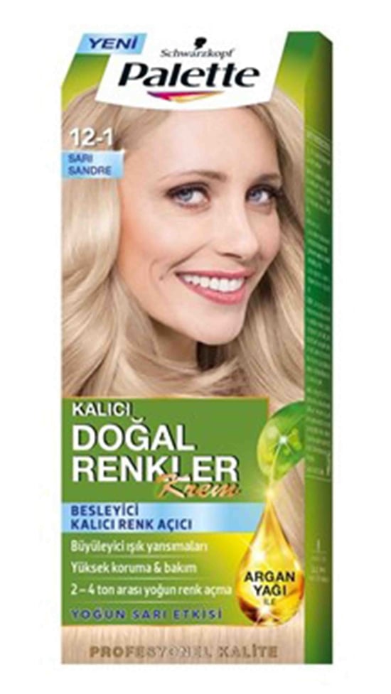Palette, sarı, sandre, 12-1, Tüp, Krem, Boya, 5ML, palete, pallete, krem boya, tüp boya, sarı sandre, mükemmel kapatıcı, kalıcı boya, saç boyası, beyazlık giderici, beyaz saç kapatıcı, canlandırıcı formül, argan yağı katkılı, hair dye, blonde sandre