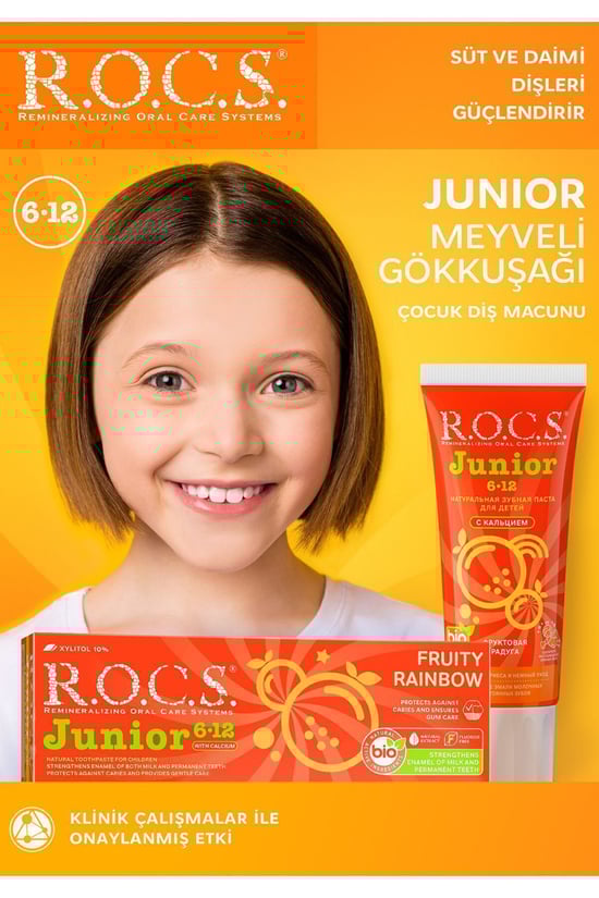 Rocs Junior Meyveli Gökkuşağı Diş Macunu 6-12 Yaş 60 ml
