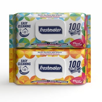 Freshmaker  Çok Yüzeyli Islak Mendil Kapaklı Eko 100' lü