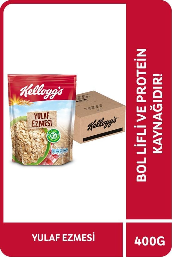 Kellogg's Yulaf Ezmesi 400 Gr x 10 Adet, %100 Yulaf Ezmesi, Lif ve Protein Kaynağı