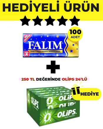 Falım (5'li 7gr x 100 Adet) - Olips (28gr x 24) Avantajlı Damla Sakız ve  Naneli Şekerleme Paketi