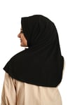 Hürrem Bone Siyah Pratik Hazır Geçmeli Tesettür Eşarp Sandy Kumaş Sade 1600_01