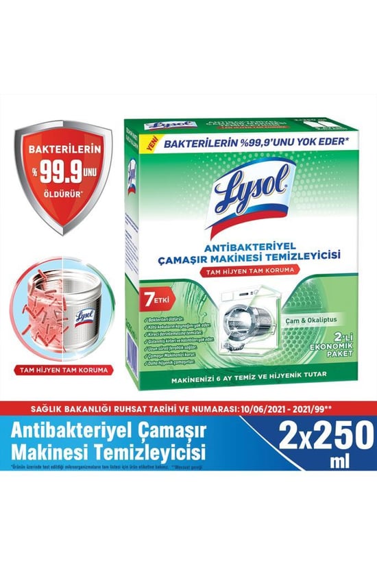 Lysol Antibakteriyel Çamaşır Makinesi Temizleyici Çam ve Okaliptus Ferahlığı 2x250 ml