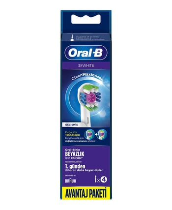 Oral-B Şarjlı Diş Fırçası Yedek Başlık 4'lü 3D White