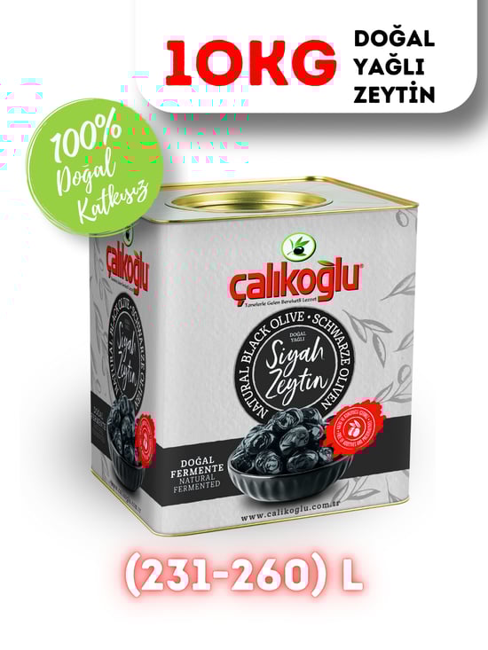 Çalıkoğlu Doğal Gemlik Özel Özel Yağlı Siyah Zeytin 10 kg (231-260) L