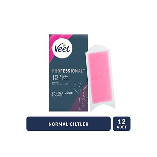 Veet Sir Ağda Bantları Professional Normal Ciltler İçin Bacak ve Vücut Bölgesi 12 li