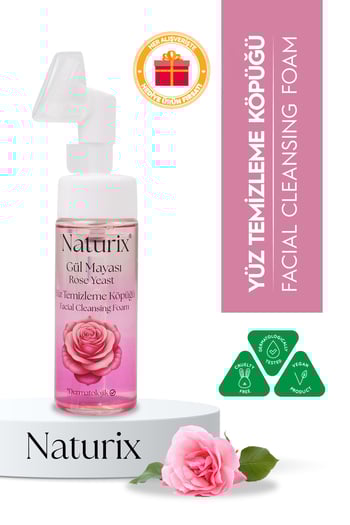 Naturix Gül Mayalı Yüz Temizleme Köpüğü Masaj Başlıklı Fırçalı Yüz Temizleyici 160 ml