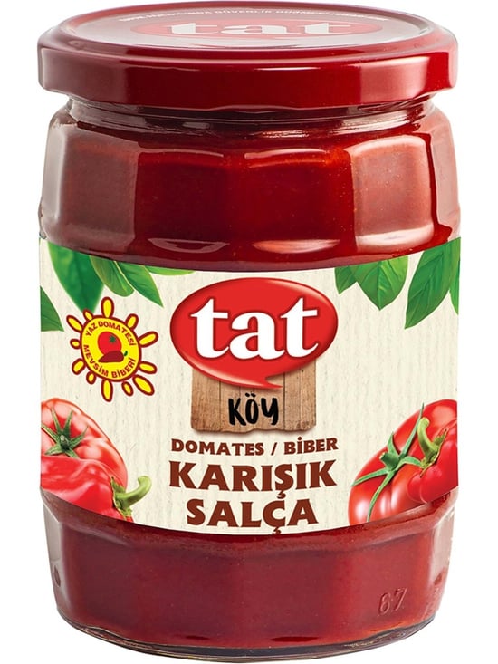Tat Köy Domates Biber Karışık Salça 560 G x 3 Adet | Yemek ve Soslar Için Geleneksel Lezzet