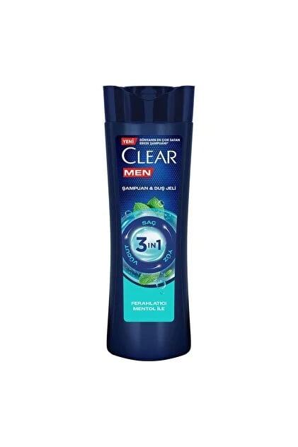 Clear Men  3in1 Şampuan & Duş Jeli Ferahlatıcı Mentol Şampuan 350 ml