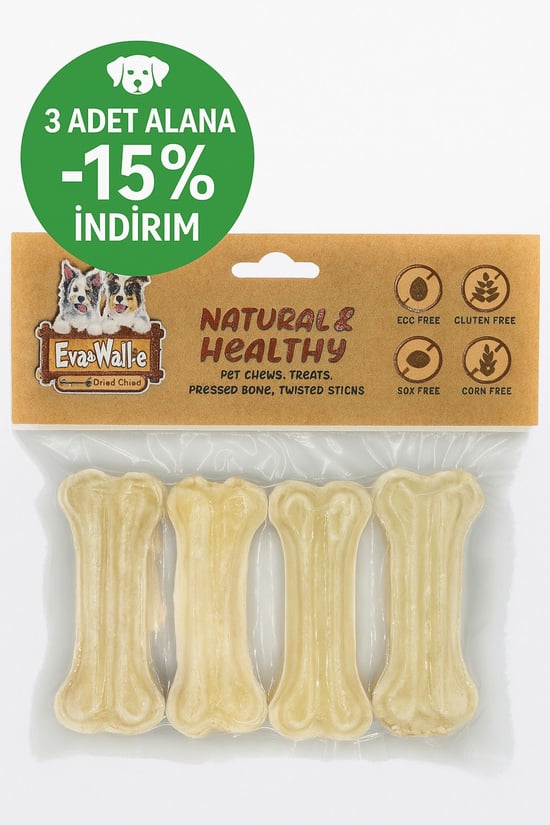 Eva & Walle Köpek Kemiği Beyaz Doğal Köpek Kemiği 4 Adet 7cm Küçük Irk Ve Yavru Köpekler Için Diş Kaşıma Kemiği
