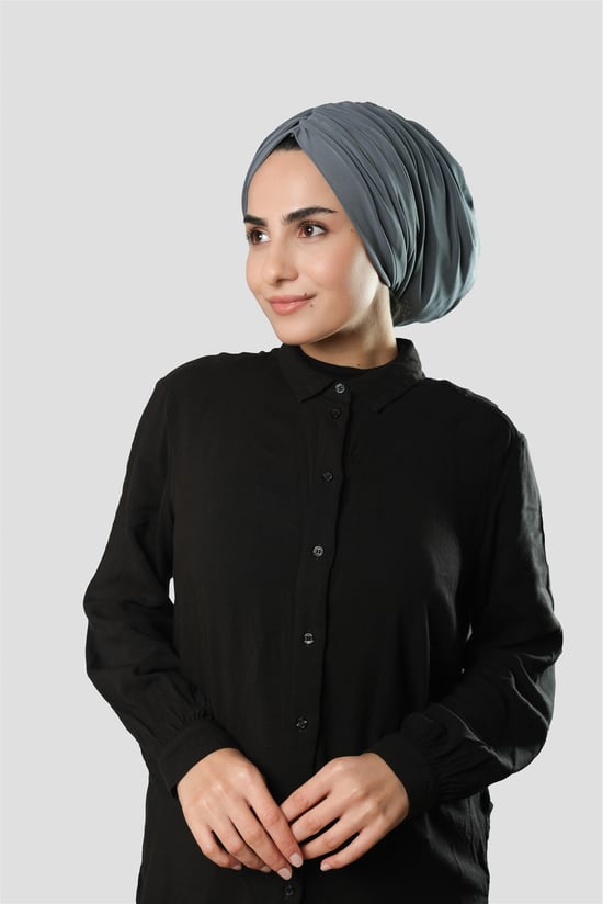 Hürrem Bone Antrasit Drapeli Salaş Tesettür Bone Sandy Büzgülü 2315_25