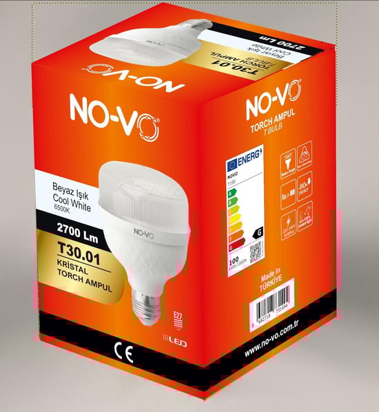 No-Vo T30.01 Kristal Torch Ampul 6500 K Beyaz Işık 2700 Lm