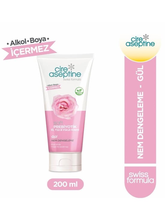 Cire Aseptine Soft Prebiyotik Gül El,Yüz ve Vücut Kremi 200 Ml