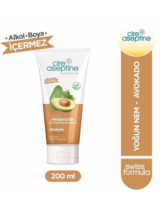 Cire Aseptine Soft Prebiyotik Avokado El,Yüz ve Vücut Kremi 200 Ml