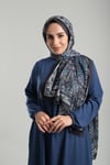 Hürrem Bone Koyu Gri Desenli Şal Kesik Elyaf Pamuksu Etnik Dijital Baskılı 202123_23
