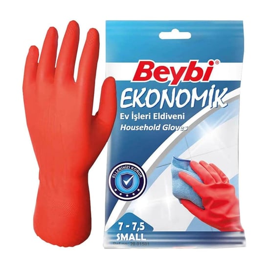 Beybi Ekonomik Ev Işleri Ve Bulaşık Eldiveni 7-7,5 Beden Kırmızı