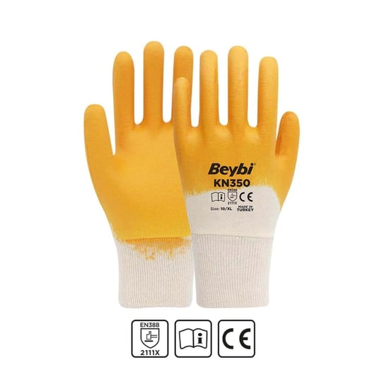 Beybi Kn350 Sarı Pamuk Nitril Iş Eldiveni 10 Beden