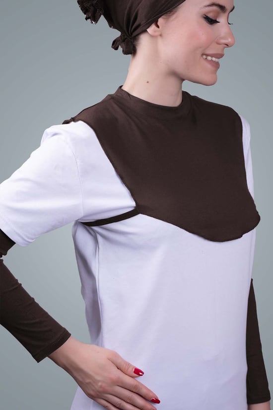 Hürrem Bone Kahverengi Tesettür Boyunluk Viskon Kumaş Düz 1003_14