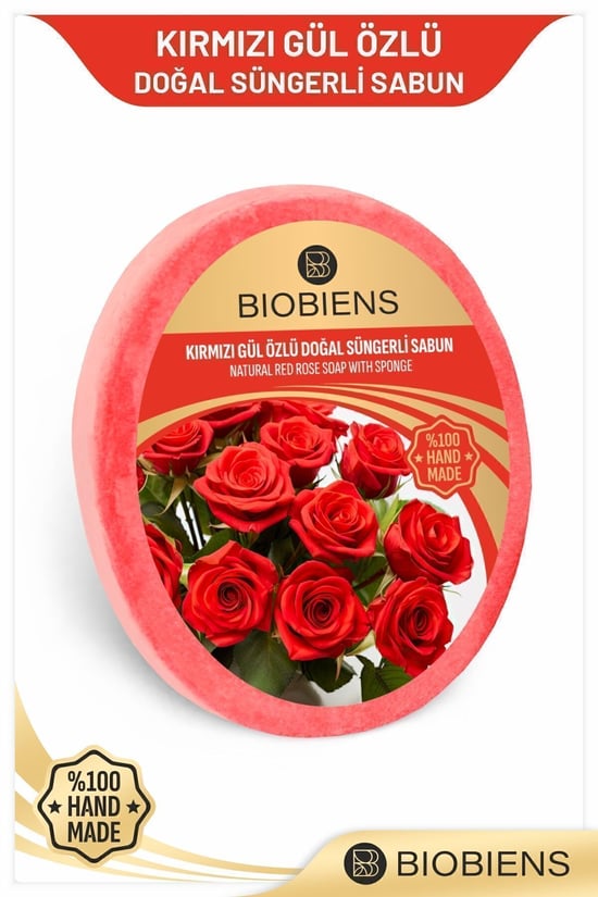 Biobiens Süngerli̇ Sabun 130gr Kirmizi Gül Özlü