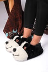 Unisex Siyah Tüylü Köpek Figürlü Pofuduk Peluş Panduf Ev Terliği
