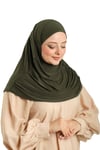 Hürrem Bone Haki Pratik Hazır Geçmeli Tesettür Eşarp Sandy Kumaş Kendinden Boneli 1290_09