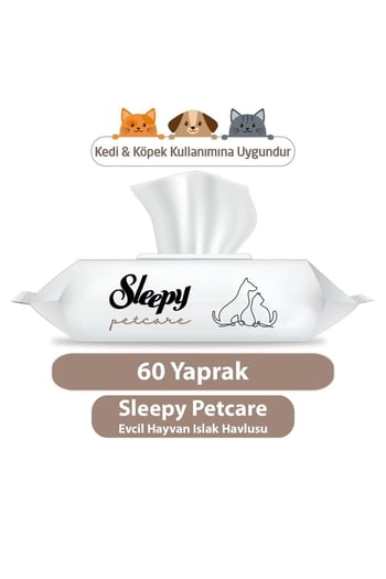 SLEEPY Petcare Evcil Hayvan Islak Havlusu 60 Yaprak