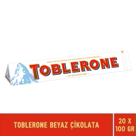 Toblerone White Beyaz Çikolata 100 Gr X 20 Adet