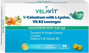 Velavit V- Colostrum with L-Lysine Vitamin B2 Lozanges Pastil 15 li