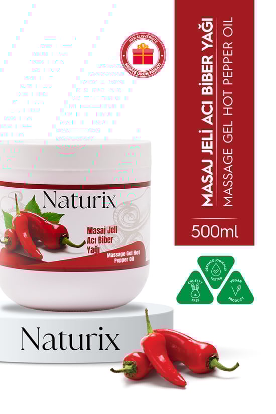 Naturix Paprika & Chili Biber Rahatlatıcı Sıkılaştırıcı Masaj Jeli Isıtıcı Jeli 500 ml
