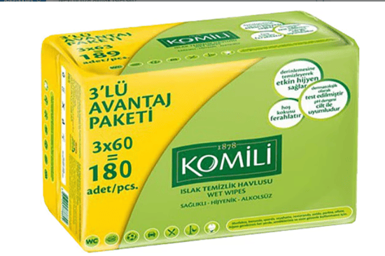 Komili Islak Havlu 3x60'lı