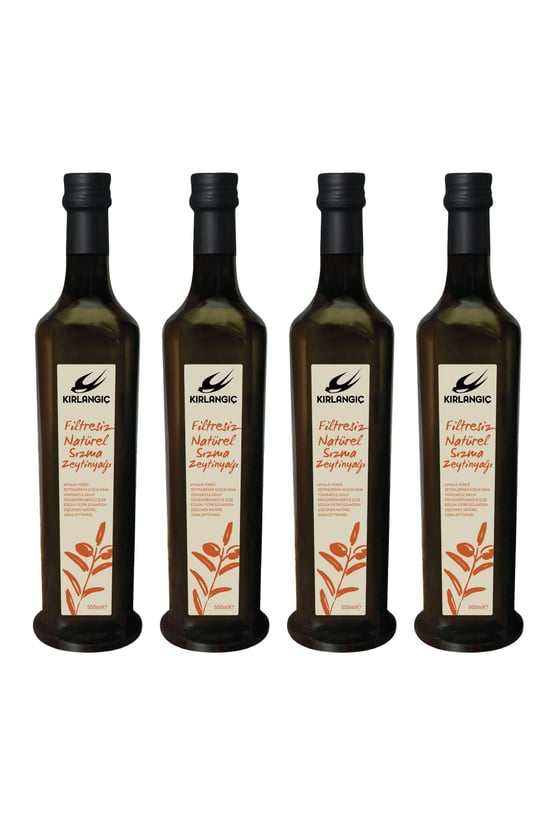 KIRLANGIÇ FİLTRESİZ NATUREL SIZMA ZEYTİNYAĞI  CAM ŞİŞE 500 ML x 4 ADET