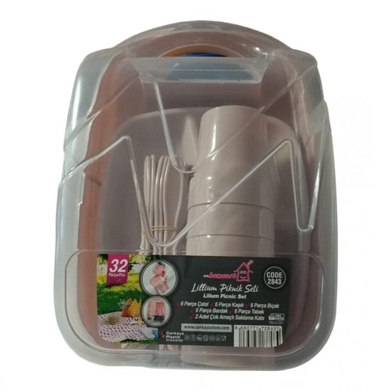 Çankaya Lilyum Piknik Seti-Renkli Plastik 32 Parça Piknik Seti