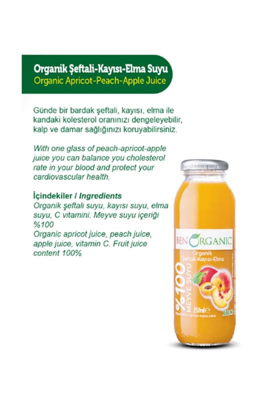 Ben Organic Kayısı&Şeftali&Elma Suyu 250ml