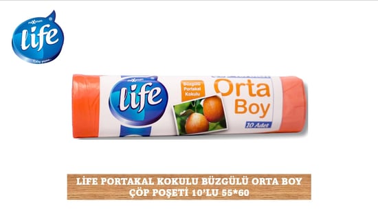 Life Portakal Kokulu Orta Boy Büzgülü Çöp Torbası 10'Lu