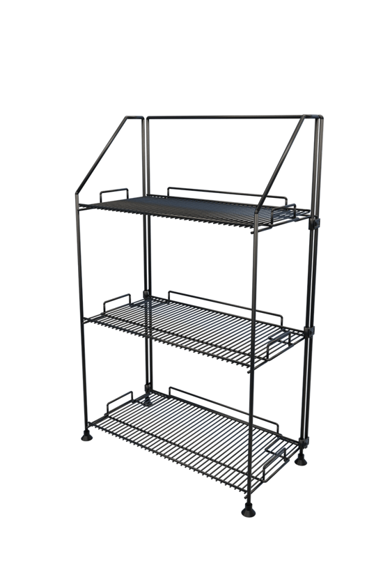 Akroraf 3'lü Siyah Metal Özel Tasarım Çok Amaçlı Raf Mutfak Banyo