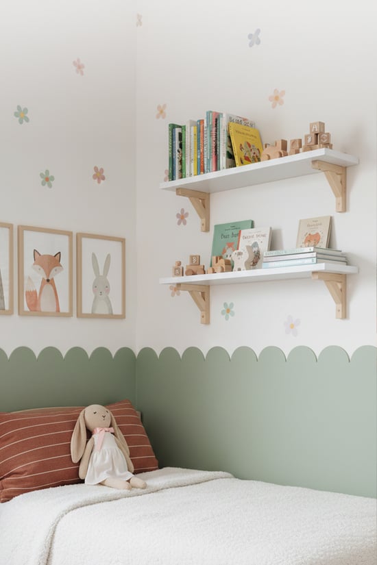 Ahşap Montessori Dekoratif İkili Bebek-Çocuk Odası Kitaplık,Raf