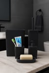 siyah banyo seti, banyo aksesuar seti, modern banyo seti, 5 parça banyo seti, şık banyo aksesuarları, mat siyah banyo takımı, lüks banyo seti