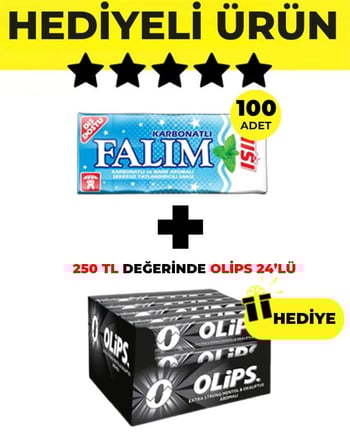 Falım (5'li 7gr x 100 Adet) - Olips (28gr x 24) Avantajlı Işıl Nane Sakız ve Olips Keskin Mentol Aromalı Paketi