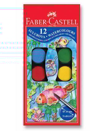 faber castell, faber kastel, faber castel, fabercastel, suluboya, sulu boya, okul boya seti, sulu boya seti, 12 renkli sulu boya, boyama seti, kırtasiye ürünleri, okul alışverişi