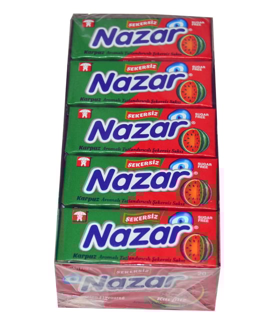 nazar, sakız, şekersiz sakız, karpuzlu sakız, meyveli sakız