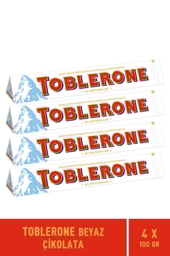 Toblerone Beyaz Çikolata 100 gr - (4 x 100 gr) 4 Adet