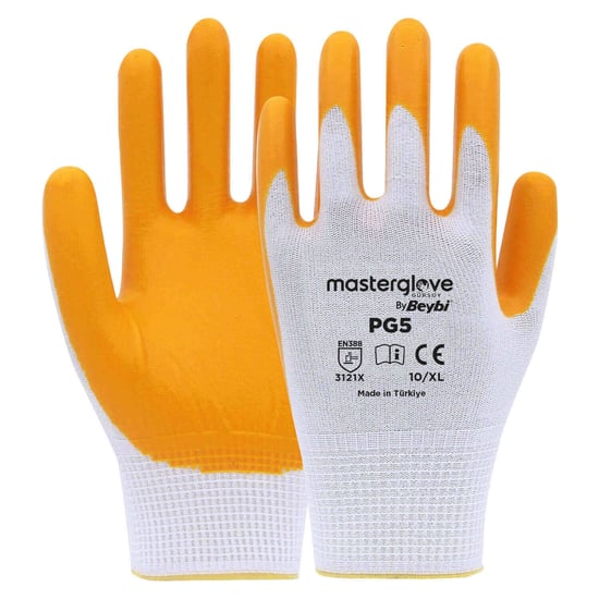 Pg5 Sarı Polyester Örme Nitril Iş Eldiveni 10 Beden