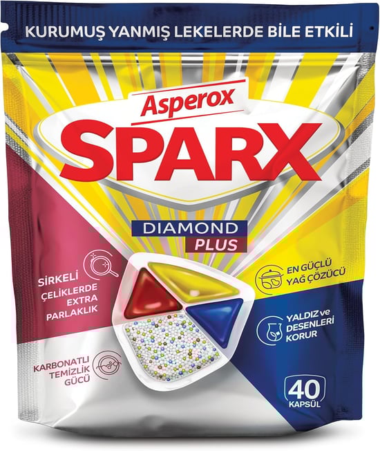 Asperox Sparx Diamond Plus Bulaşık Makinesi Kapsülü 40'lı