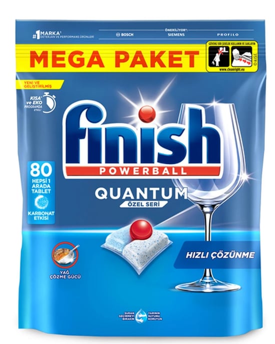 Finish Quantum Powerball 80 Yıkama Bulaşık Makinesi Tableti