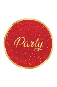 Roll-up Party Dreams Karton Tabak Parti Zamanı Kırmızı 23cm 8li