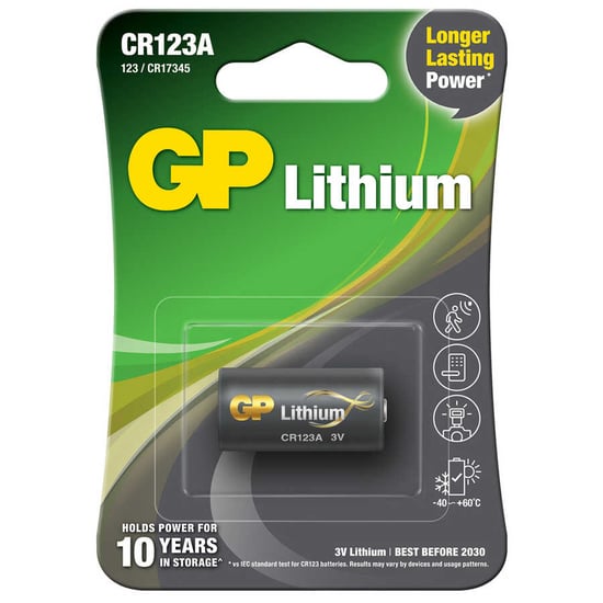 GP Batteries CR123A Dl123A/Cr123A Boy Lityum Pil, 3 Volt, Tekli Kart