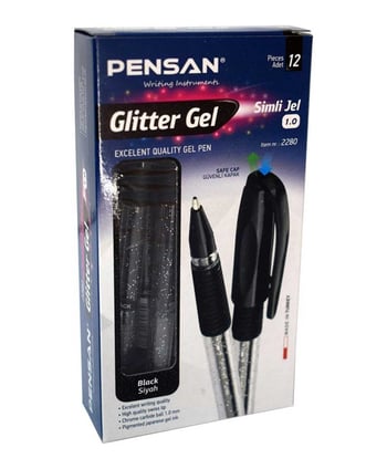 pensan,pensan glıtter neon jel kalem siyah,12 adet,0.1mm,kalem çeşitleri,kalemler,renkli kalemler,kalem fiyatları,jel kalem,toptan satın al,toptan tr,kalem